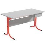 Lehrertisch, 130x65 cm (B/T), 76 cm hoch, Platte: Melamin, ABS-Kante 
